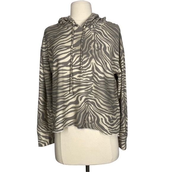 CHASER Zebra Print Hi-Lo Loungewear Hoodie - Picture 1 of 5